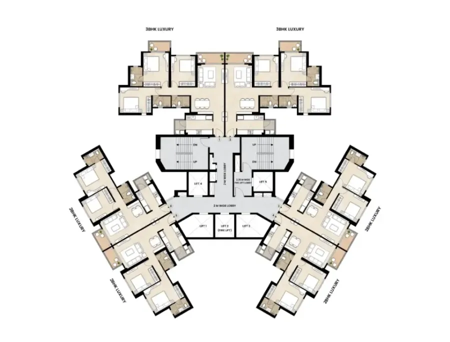 Typical 3 BHK Floor Plan - Mahindra Rainforest